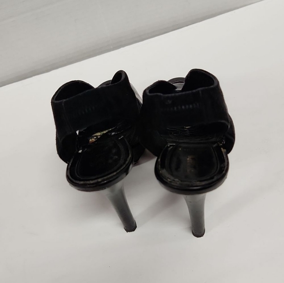 Fendi Black Suede/Patent Peeptoe Platform High Heel Slingback - Picture 5 of 11